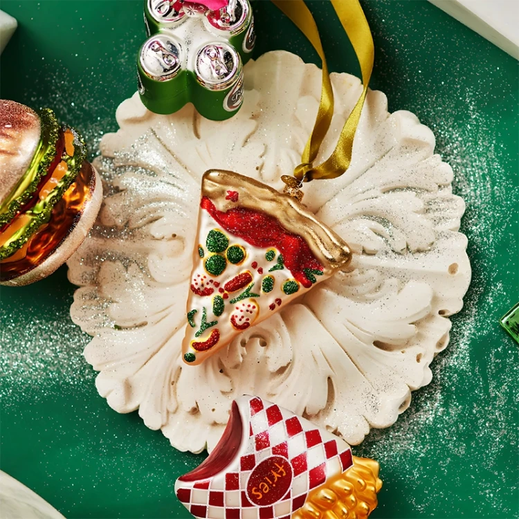 Szklana Zawieszka Choinkowa - Kawałek Pizzy 10 cm