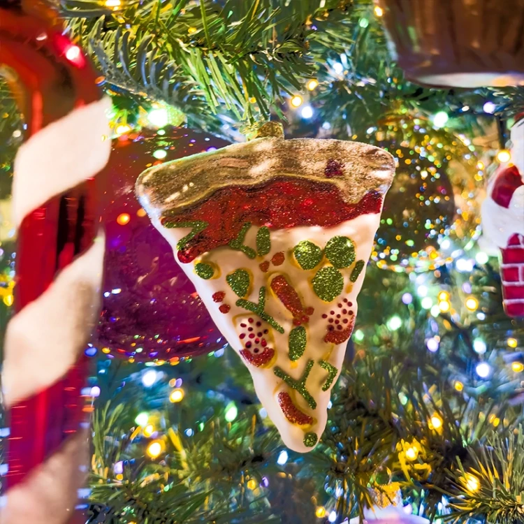 Szklana Zawieszka Choinkowa - Kawałek Pizzy 10 cm