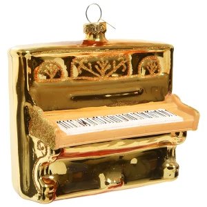 Szklana Zawieszka Choinkowa - Złote Pianino 10 cm