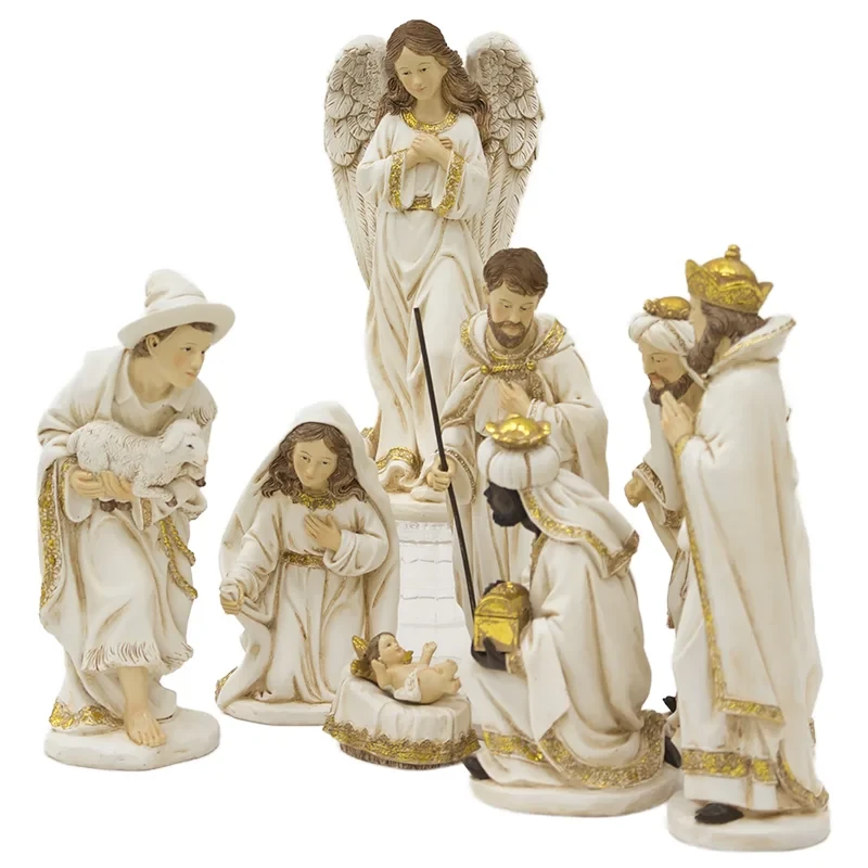 Szopka Bożonarodzeniowa z tworzywa - 8 figur 27,5 cm