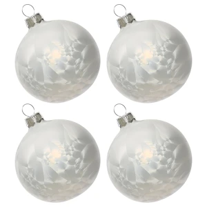 Zestaw Szklanych Bombek 10 cm kpl. 4 szt. - Lodowy Wzór