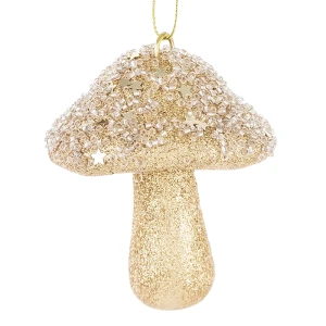 Zawieszka Choinkowa Złoty Grzybek 9 cm 
