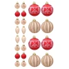 Zestaw czerwoni-złotych plastikowych bombek choinkowych 3-6 cm