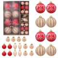 Zestaw czerwoni-złotych plastikowych bombek choinkowych 3-6 cm