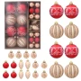 Zestaw czerwoni-złotych plastikowych bombek choinkowych 3-6 cm