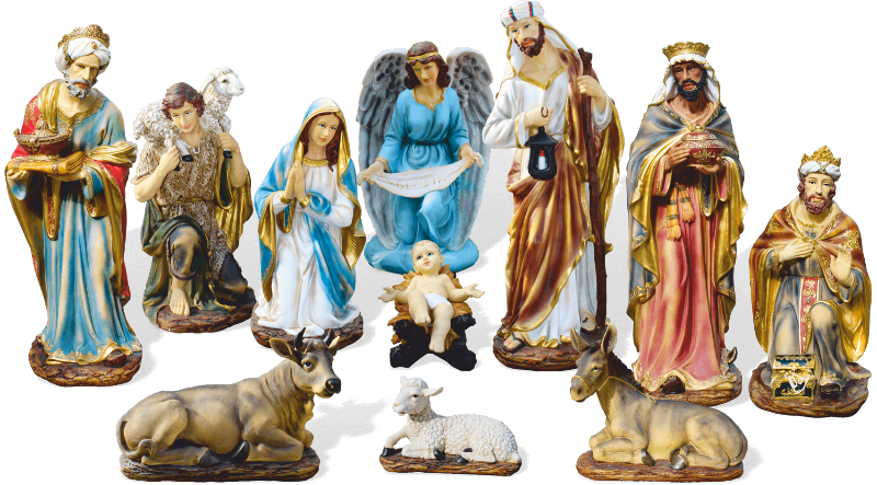 11 figur do szopki w żywych kolorach - 110 cm