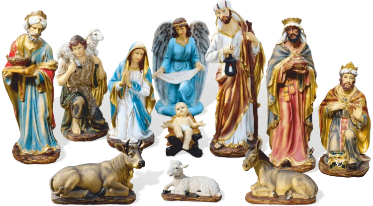 11 figur do szopki w żywych kolorach - 110 cm
