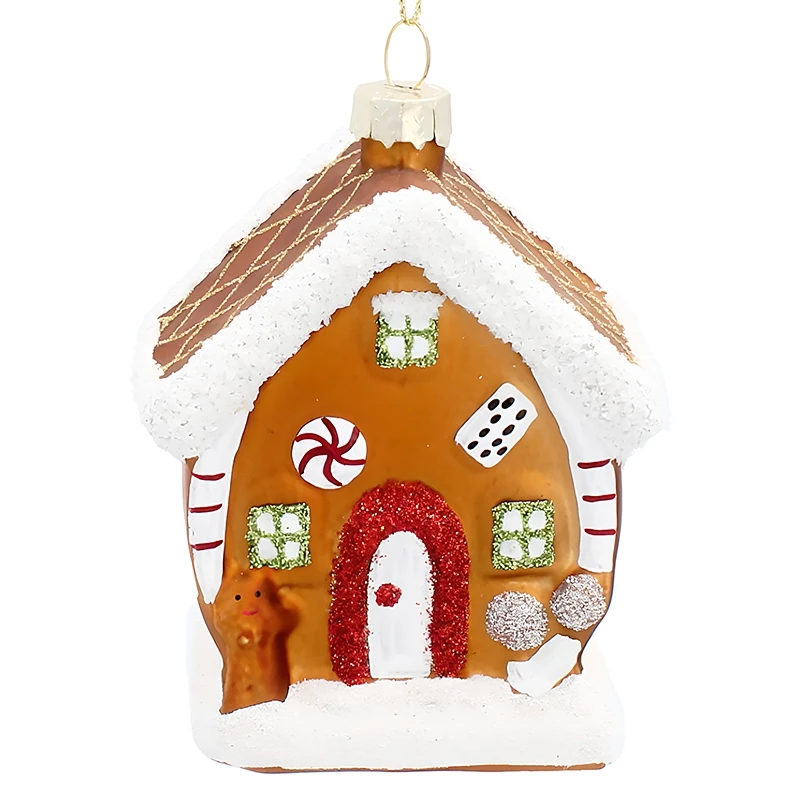 Szklana Zawieszka Zimowy Domek z Piernika 9,6 cm