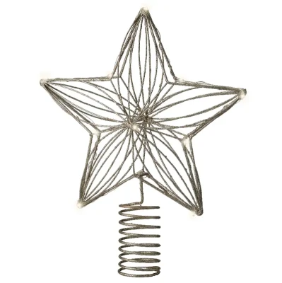 Złota metalowa gwiazda choinkowa 12 DIOD LED 20x25x6 cm