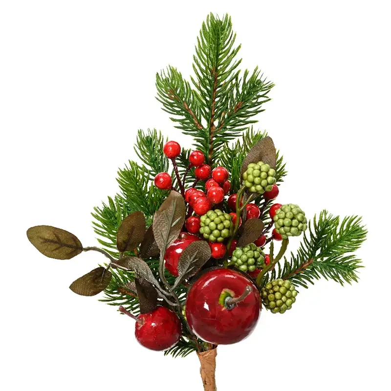 Gałązka Świąteczna z igliwia z jabłkami 26 cm