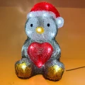 Świąteczna figurka dekoracyjna - Pingwin - 24 LED 22,5 cm