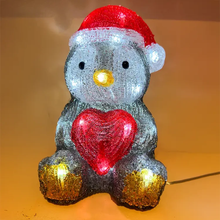Świąteczna figurka dekoracyjna - Pingwin - 24 LED 22,5 cm