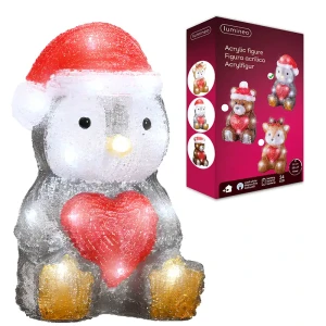 Świąteczna figurka dekoracyjna - Pingwin - 24 LED 22,5 cm