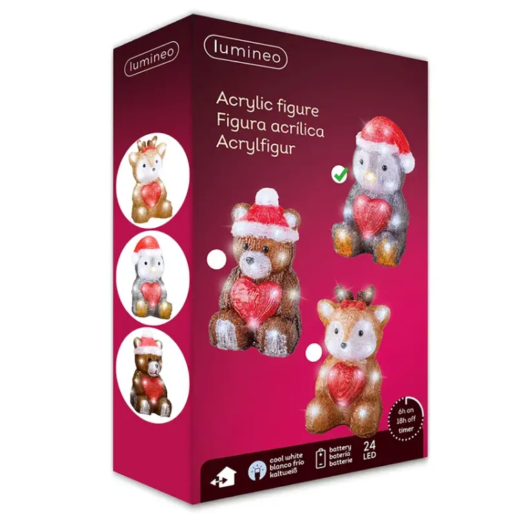 Świąteczna figurka dekoracyjna - Pingwin - 24 LED 22,5 cm