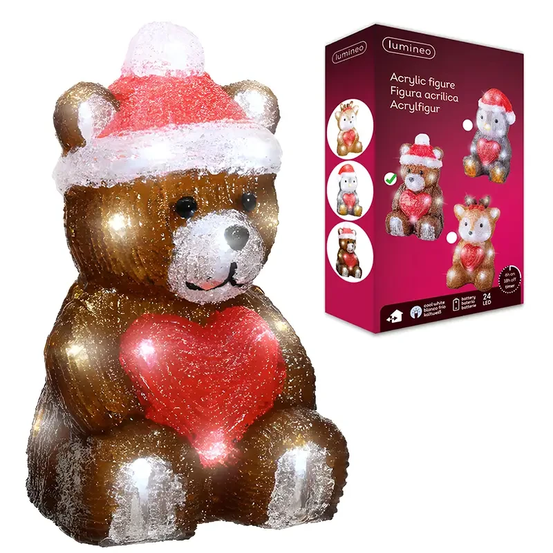 Świąteczna figurka dekoracyjna - Miś - 24 LED 23,2 cm