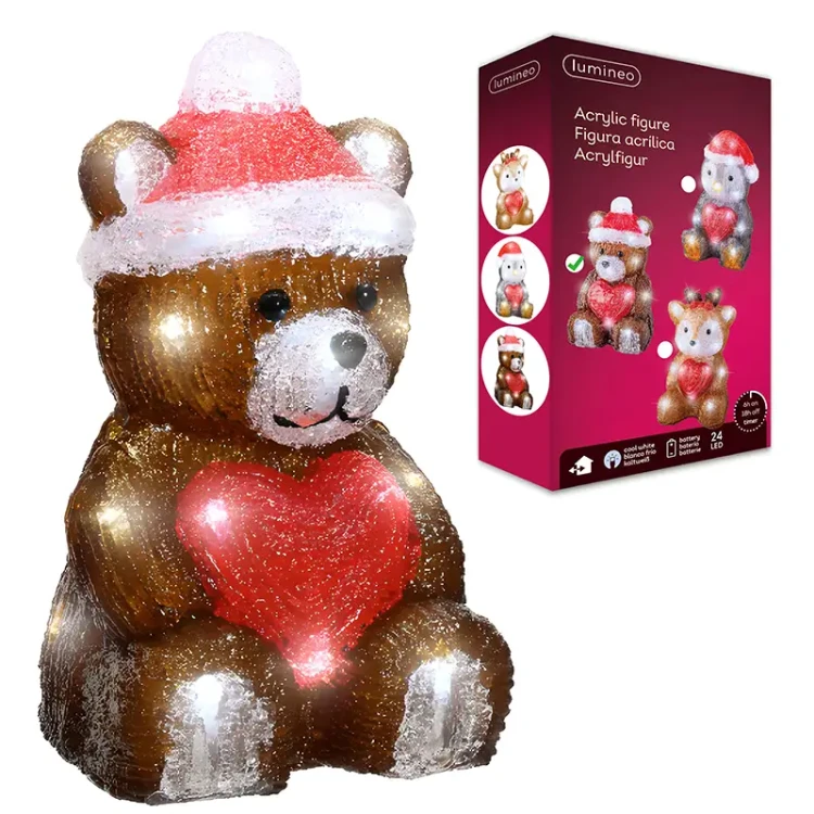 Świąteczna figurka dekoracyjna - Miś - 24 LED 23,2 cm