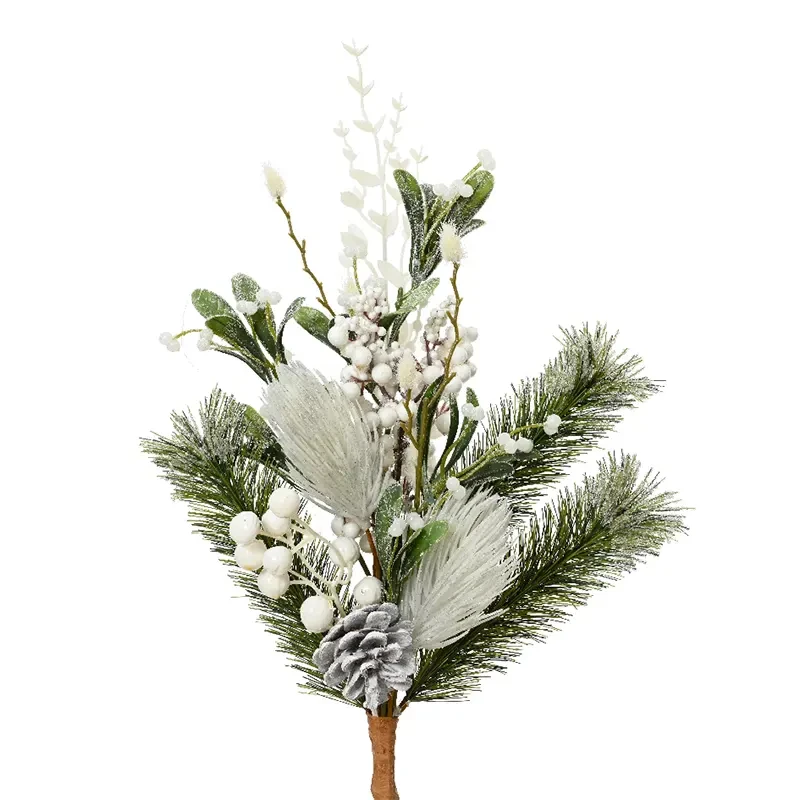 Gałązka prószona z białymi jagodami 50 cm