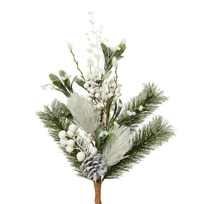 Gałązka prószona z białymi jagodami 50 cm