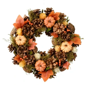 Wianek dekoracyjny z szyszką 34 cm 