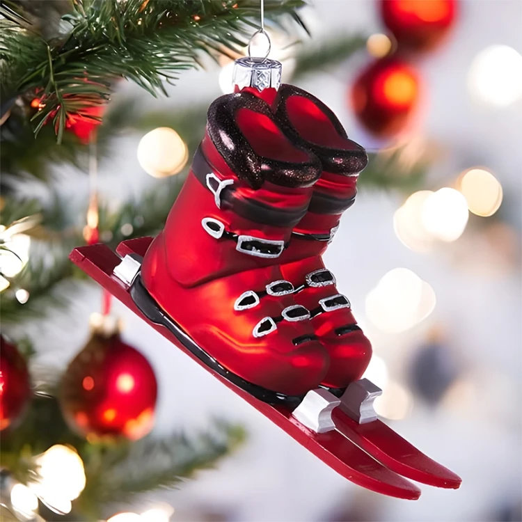 Szklana Zawieszka na Choinkę - Buty narciarskie 12,6 cm fot.2