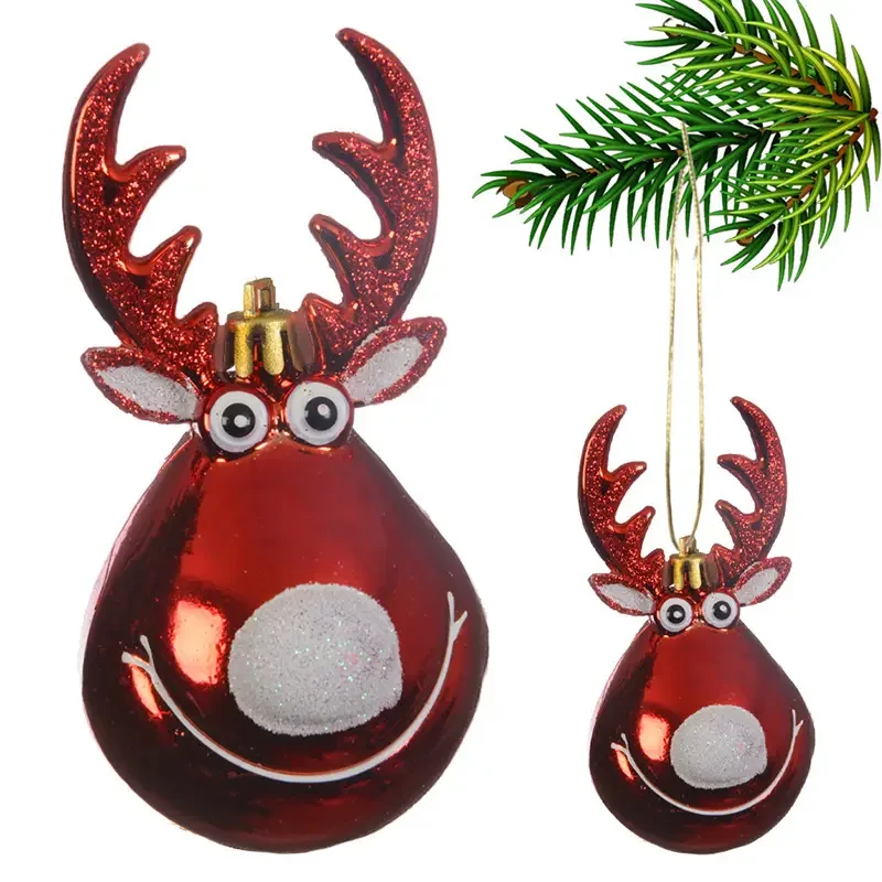 Czerwony renifer - zawieszka choinkowa 11 cm
