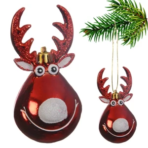 Czerwony renifer - zawieszka choinkowa 11 cm