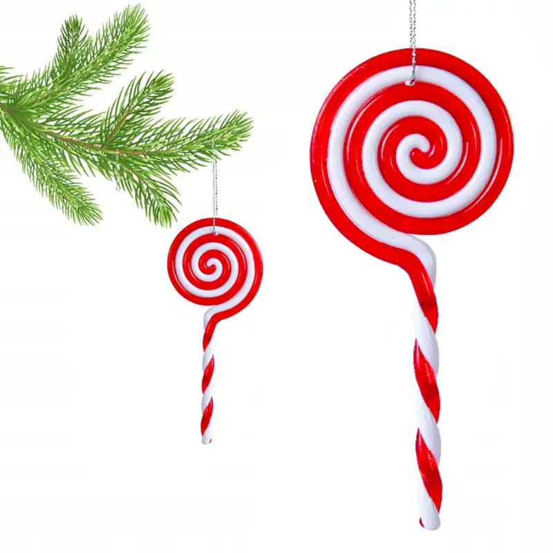Zawieszka choinkowa - Cukrowy biało-czerwony lizak 13 cm