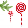 Zawieszka choinkowa - Cukrowy biało-czerwony lizak 13 cm