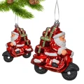 Czerwona zawieszka choinkowa - Święty Mikołaj na skuterze 10 cm