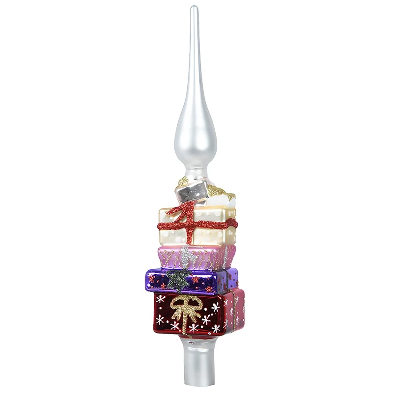 Szklany Szpic Choinkowy - Prezenty 29 cm