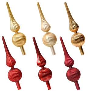 Szklany Szpic Choinkowy Żłobiony 31 cm