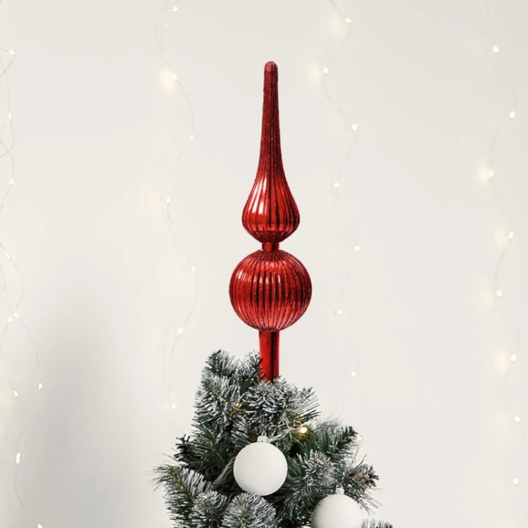 Szklany Szpic Choinkowy Żłobiony 31 cm fot.3