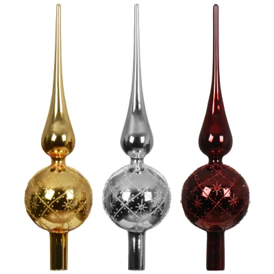 Szklany Szpic Choinkowy 31 cm - Diamenty fot.1