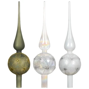 Szklany Szpic Choinkowy 31 cm - Kwiaty