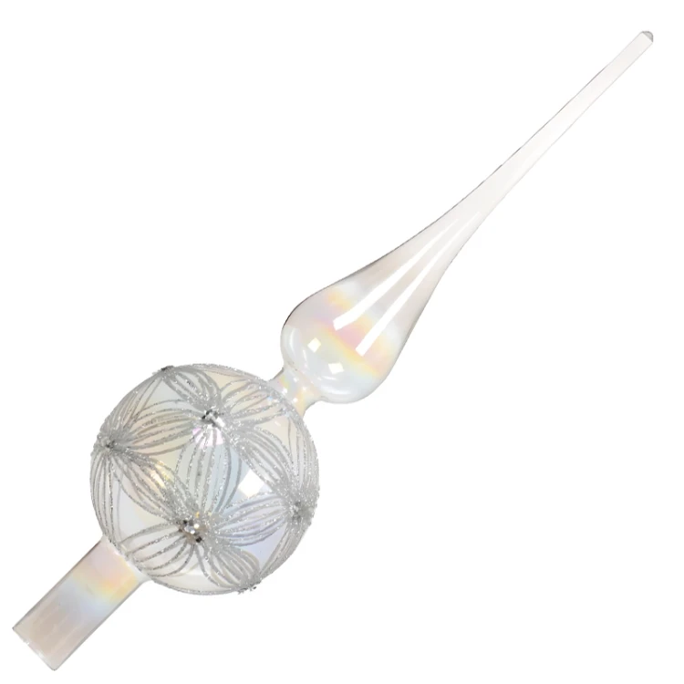 Szklany Szpic Choinkowy 31 cm - Kwiaty fot.4