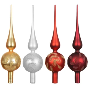 Szklany Szpic Choinkowy 31 cm - Liście Matowe