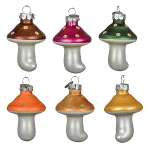 Szklane kształtki choinkowe - Grzybki na choinkę - kpl. 4 szt. 7.5 cm