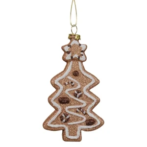 Piernikowa choinka - Zawieszka choinkowa z brokatem 12 cm 