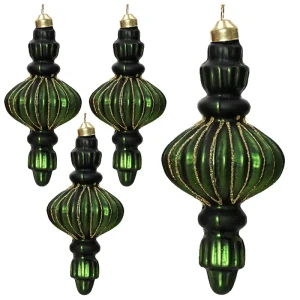 Zielone Szklane zawieszki choinkowe kpl. 4 szt. 15 cm 