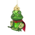Szklana zawieszka choinkowa - Żaba w koronie 12 cm