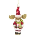 Szklana zawieszka choinkowa - Renifer w stroju mikołaja