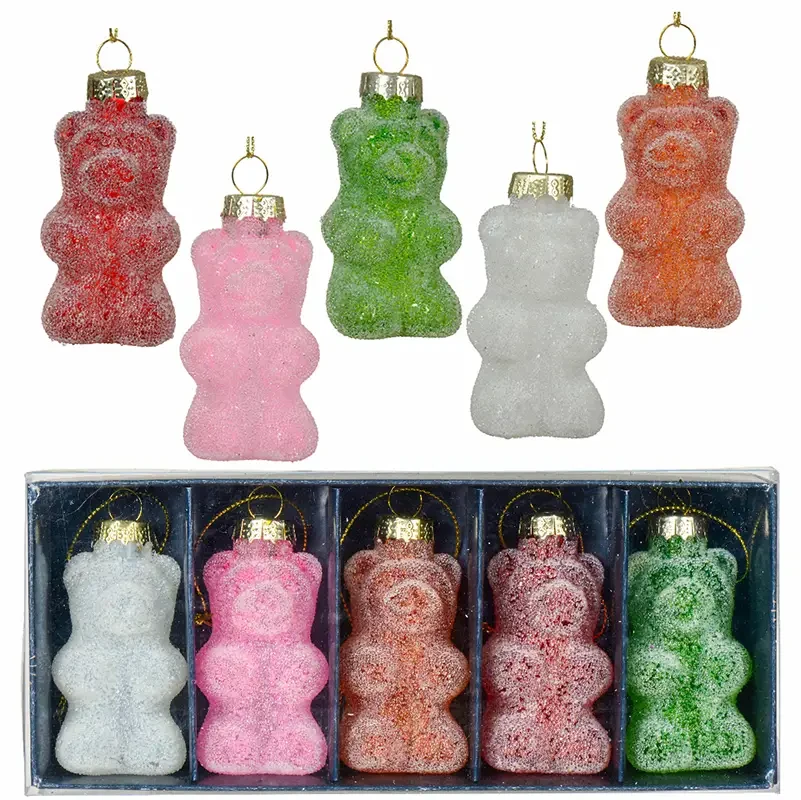 Zestaw zawieszek choinkowych - Żelki Misie kpl. 5 szt. 8 cm