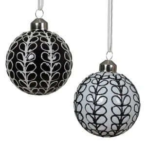 Czarno-białe bombki choinkowe 8 cm - kpl. 6 szt.