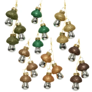 Zawieszka Choinkowa - Szklane Grzybki 4,5 cm kpl. 9 szt.