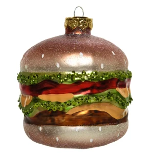 Szklana zawieszka choinkowa - Burger  10,3 cm 