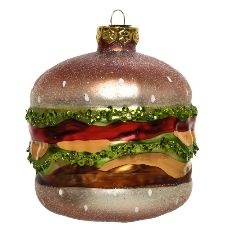 Szklana zawieszka choinkowa - Burger 10,3 cm