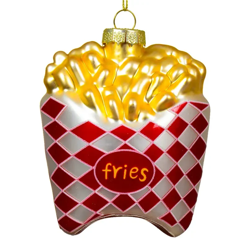 Szklana zawieszka choinkowa - Frytki 11 cm