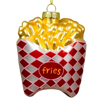 Szklana zawieszka choinkowa - Frytki 11 cm