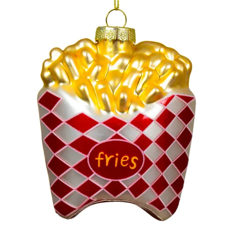 Szklana zawieszka choinkowa - Frytki 11 cm