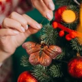 Szklana kształtka na choinkę - Zestaw Motyli - 2 szt. 11 cm